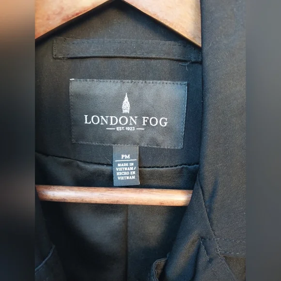 London Fog Black Trench Coat - Picture 4 of 7